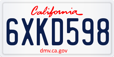 CA license plate 6XKD598