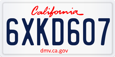 CA license plate 6XKD607