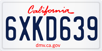 CA license plate 6XKD639