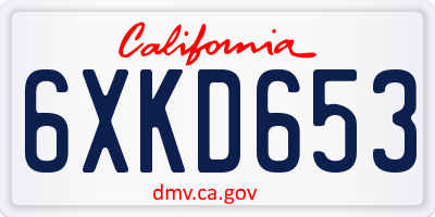 CA license plate 6XKD653