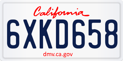 CA license plate 6XKD658