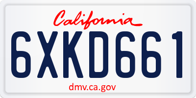 CA license plate 6XKD661