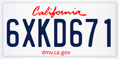CA license plate 6XKD671