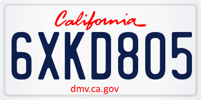 CA license plate 6XKD805