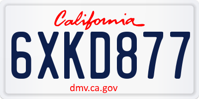 CA license plate 6XKD877