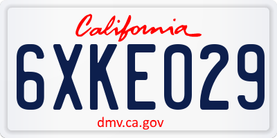CA license plate 6XKE029
