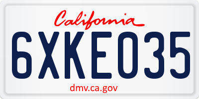 CA license plate 6XKE035