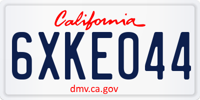 CA license plate 6XKE044