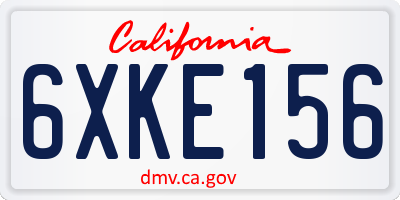 CA license plate 6XKE156