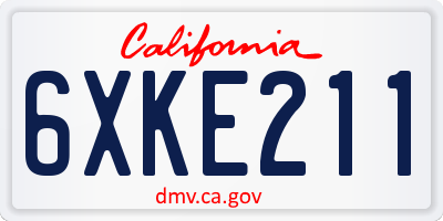 CA license plate 6XKE211