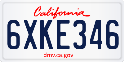 CA license plate 6XKE346