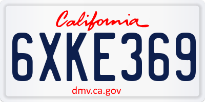 CA license plate 6XKE369