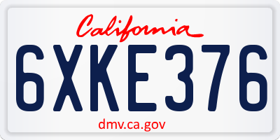 CA license plate 6XKE376