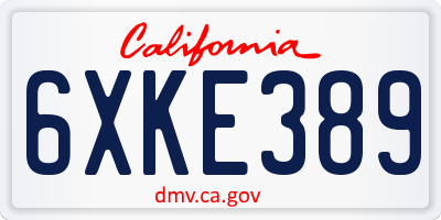 CA license plate 6XKE389