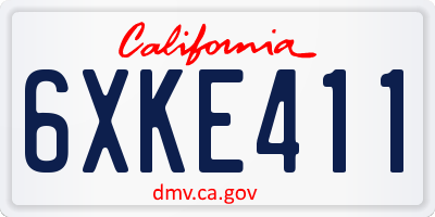 CA license plate 6XKE411