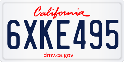 CA license plate 6XKE495