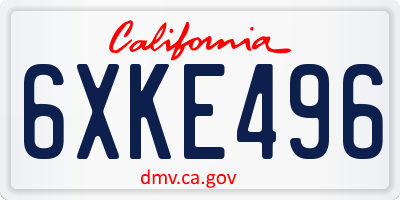 CA license plate 6XKE496