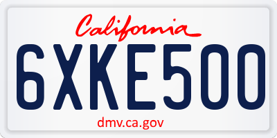 CA license plate 6XKE500