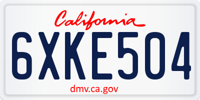 CA license plate 6XKE504