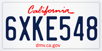 CA license plate 6XKE548
