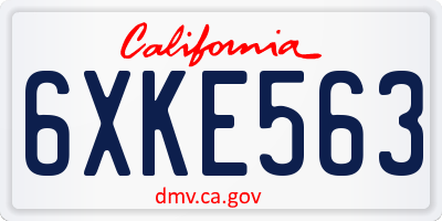 CA license plate 6XKE563
