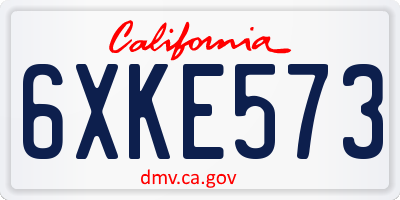 CA license plate 6XKE573