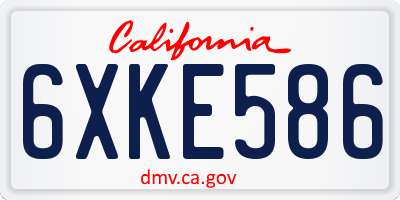 CA license plate 6XKE586