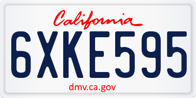 CA license plate 6XKE595