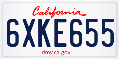 CA license plate 6XKE655
