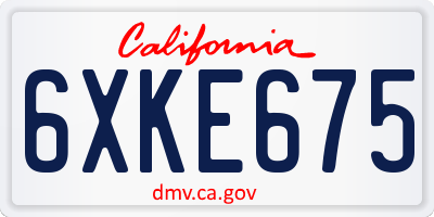 CA license plate 6XKE675