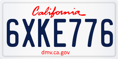 CA license plate 6XKE776