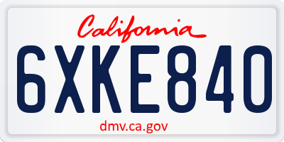 CA license plate 6XKE840