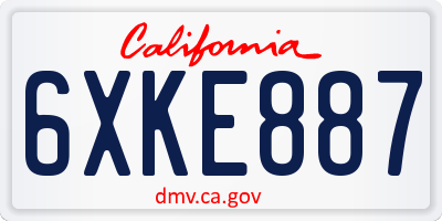 CA license plate 6XKE887