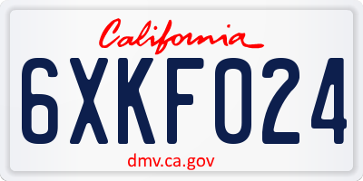 CA license plate 6XKF024