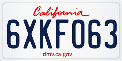 CA license plate 6XKF063