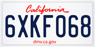 CA license plate 6XKF068