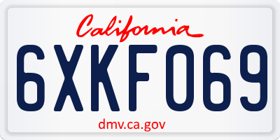 CA license plate 6XKF069