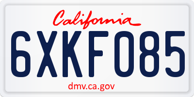 CA license plate 6XKF085