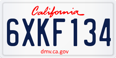 CA license plate 6XKF134