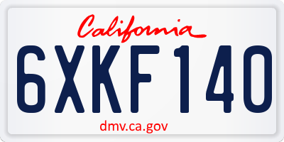 CA license plate 6XKF140