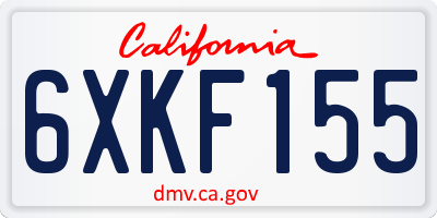 CA license plate 6XKF155