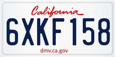 CA license plate 6XKF158