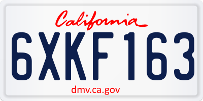 CA license plate 6XKF163