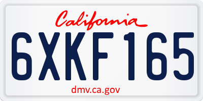 CA license plate 6XKF165