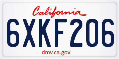 CA license plate 6XKF206