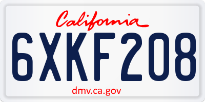 CA license plate 6XKF208