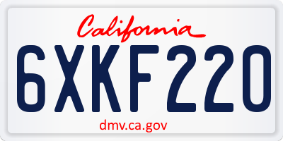 CA license plate 6XKF220