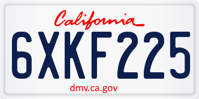 CA license plate 6XKF225