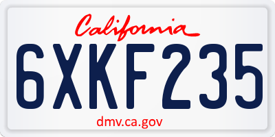 CA license plate 6XKF235