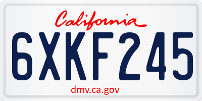 CA license plate 6XKF245